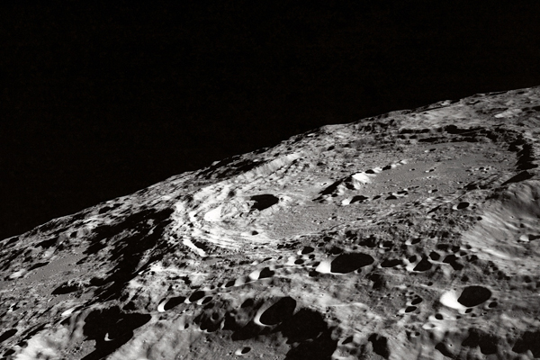 Terraced Wall Crater on the Lunar Limb