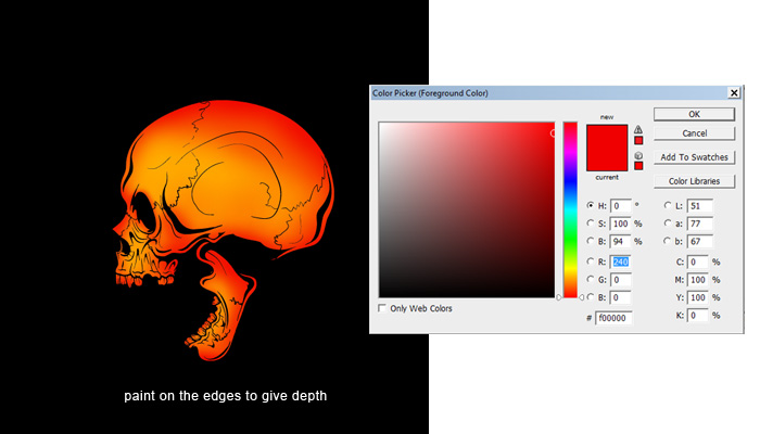 5 - paint red on edges for depth