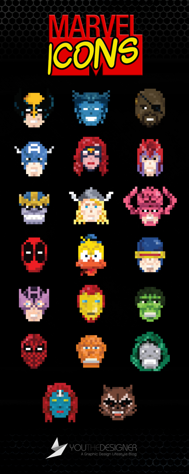pixelated marvel icons
