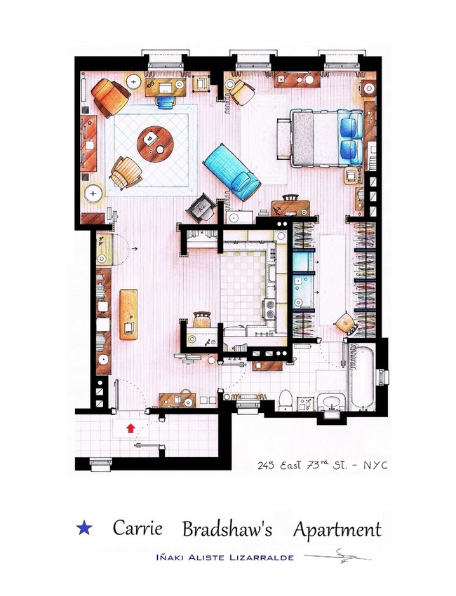 Sex and The City - Carrie Bradshaw's Apartment Sex and The City - Carrie Bradshaw's Apartment Floor Plan